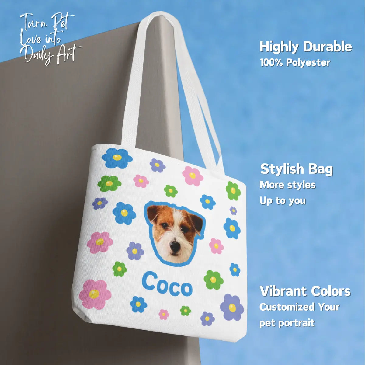 Custom Pet Face Tote Bag